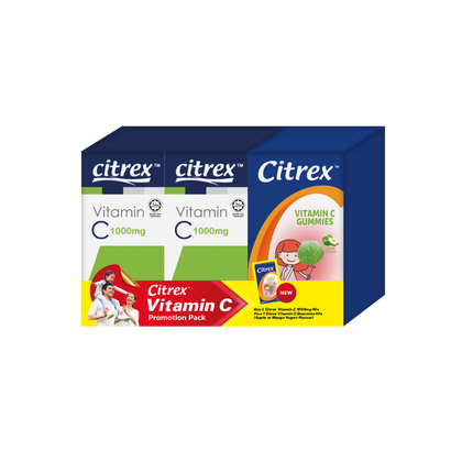 [ BUY 1 FREE 1 ]Citrex Vitamin C 1000mg 50's TP FOC Vitamin C Gummies Apple 60's