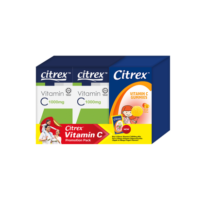 [ BUY 1 FREE 1 ]Citrex Vitamin C 1000mg 50's TP FOC Vitamin C Gummies Mango Yogurt 60's X 2 SET