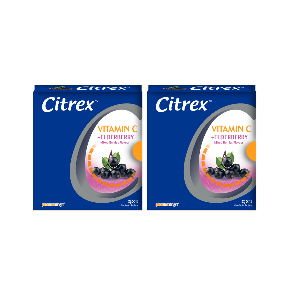 [BUY 1 FREE 1 ]Citrex Vitamin C + Elderberry Powder 15s X 2 (Mixed Berries) X 2 BOX