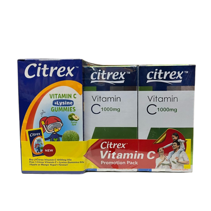 [BUY 1 FREE 1] Citrex Vitamin C 1000mg 60's TP FOC Lysine Gummies Apple 60's