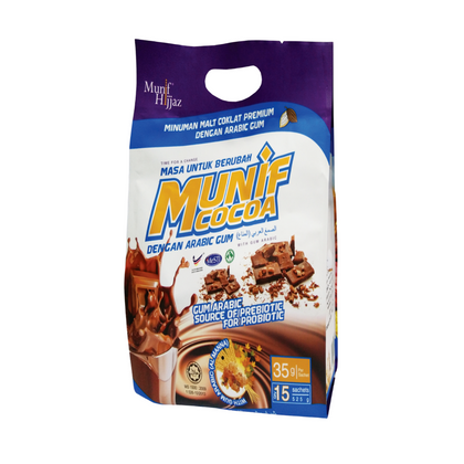 Munif Cocoa Arabic Gum Pouch Bag 35gx15's