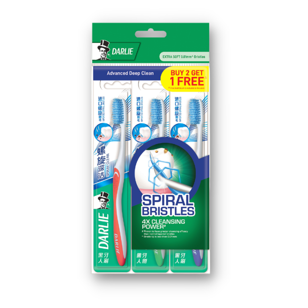 Darlie Toothbrush Spiral Clean Extra Soft Buy 2 Free 1