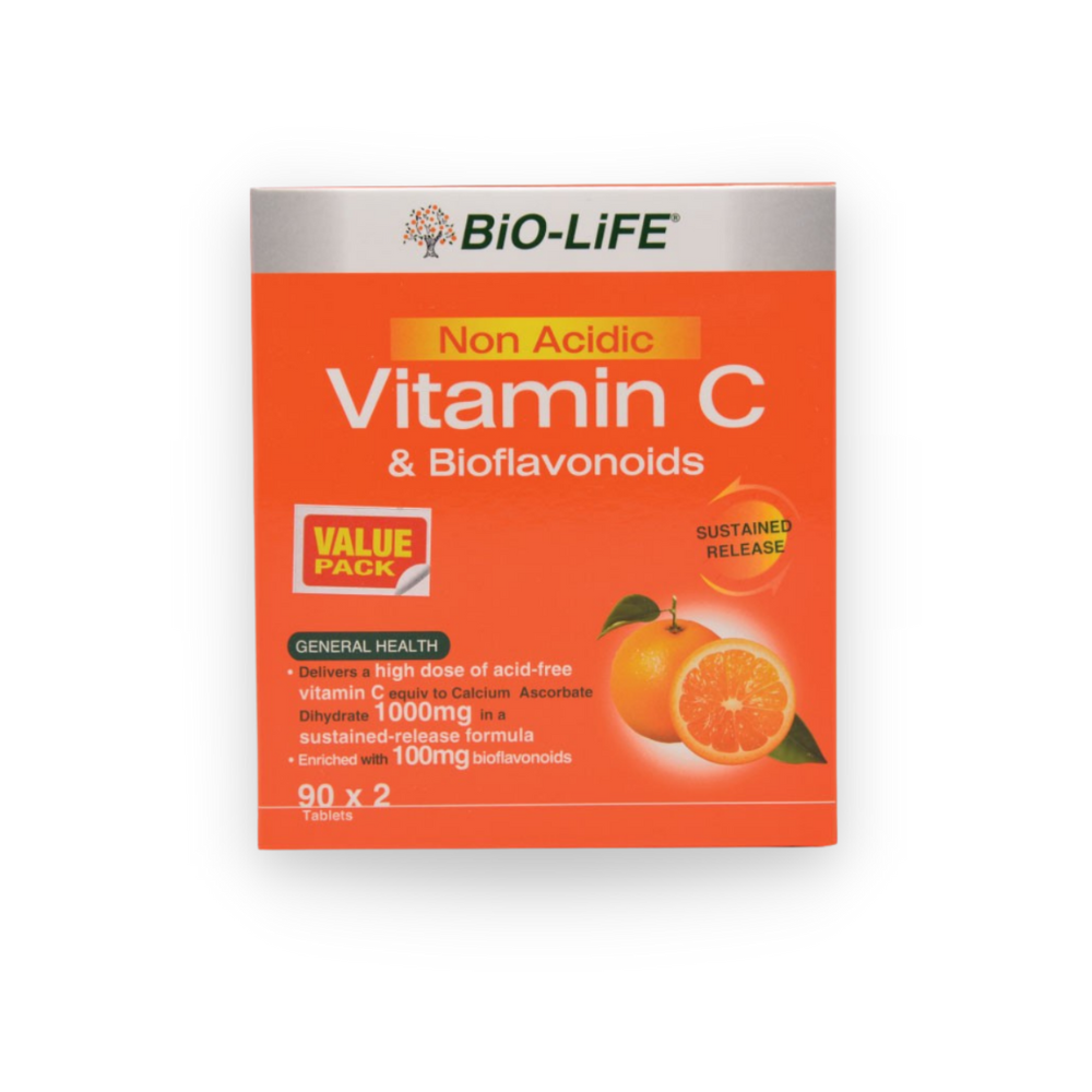 Bio-life Non Acidic Vitamin C & Bioflavanoids 1000mg 90'sx2