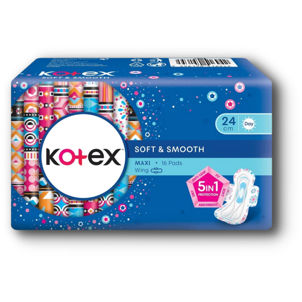 Kotex Soft & Smooth Maxi Wing 16's