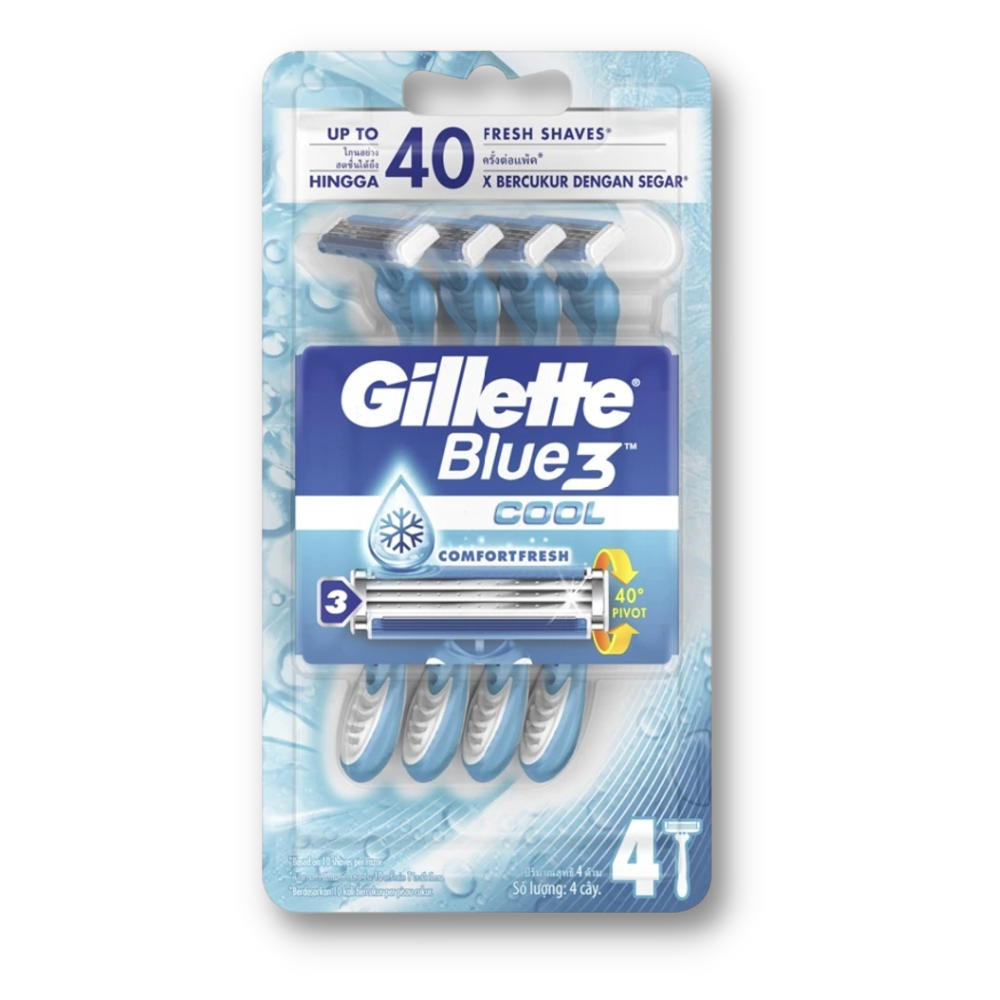 [BUY 1 FREE 1 ] Gillette Blue III Ice Cool 4's X 2