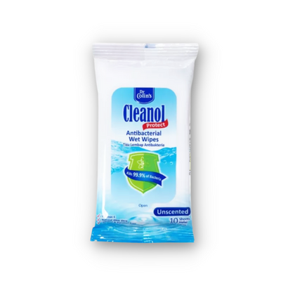 Cleanol Antibacterial Wipes Unscented 10's