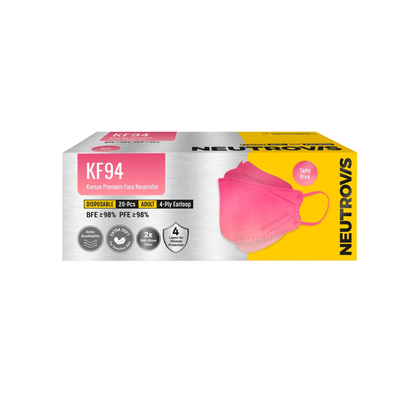 [B1F1] Neutrovis Kf94 Korea Premium Face Respirator 4ply 20's [Taffy Pink]