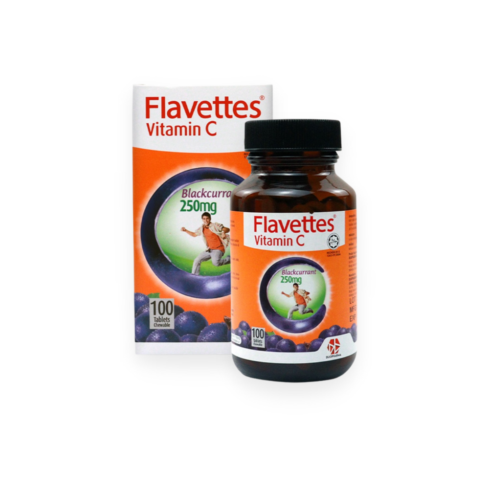 Flavettes Vitamin C Blackcurrant 250mg 100's